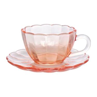 Imagem de Haüskraft -Xícara para chá de vidro com Pires Peach Dupla Cor 240ml 6 peças