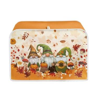 Imagem de NETILGEN 2 fatias de cobertura contra poeira torradeira com gancho superior, cozinha pequeno aparelho pão torradeira forno capa à prova de poeira, dia de ação de graças folha de bordo gnomo