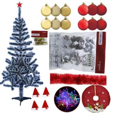 Imagem de Árvore De Natal Nevada 220g 1,50m Decorada Com 99 Itens Pisca 220v Led