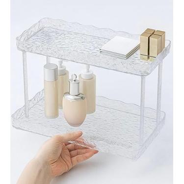 Imagem de Organizador Giratório de Cosméticos, Design em Acrílico, Suporte para Produtos de Beleza Prateleira 2 Andares Rotativo de Penteadeira Banheiro Acrílico Porta Maquiagem (ORGANIZADOR 2 ANDARES G)