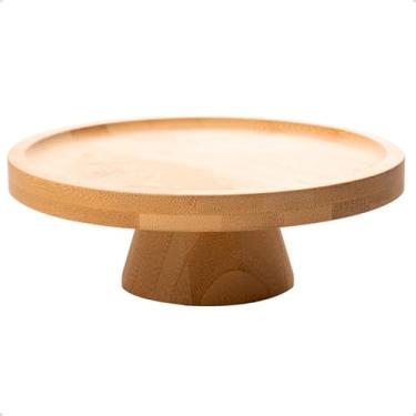 Imagem de Porta Bolo de Bambu Boleira com Pé Prato para Doces Salgados 20cm