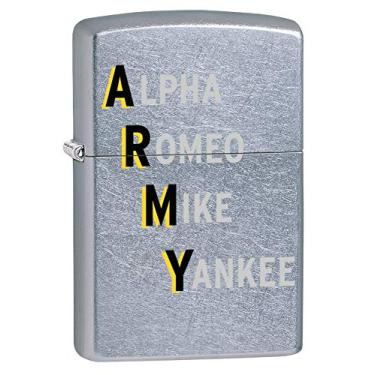 Imagem de Zippo Isqueiro de bolso cromado US Army Alpha Romeo Mike Yankee Street, tamanho único
