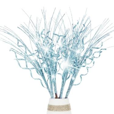 Imagem de Palhetas artificiais de Natal encaracoladas com glitter, sprays Ting Branches, conjunto de 6 hastes de salgueiro, galhos encaracolados para enfeite de árvore de Natal, decorações de buquê de guirlanda
