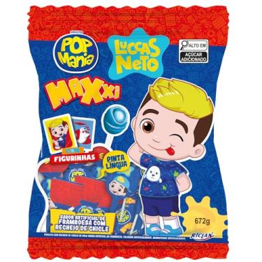 Imagem de Pirulito Pop Mania Maxxi Luccas Neto Framboesa Pacote com 24 Unidades de 28G