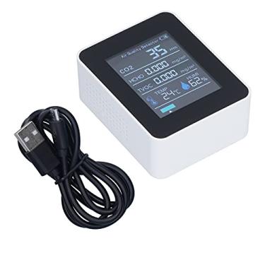 Imagem de Monitor de qualidade do ar em tempo real, visor inteligente, alarme transparente, detector portátil para escritório, casa, material ABS branco