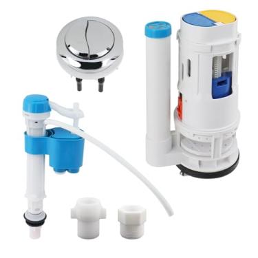 Imagem de T Tulead Kit de reparo de vaso sanitário válvula de descarga de 6,3 cm, 21 cm de altura, botão de rosca de 5,7 cm, válvula de enchimento de 1/5.1 cm, com adaptador de 2,5 cm, 7/20.3 cm, para kit de