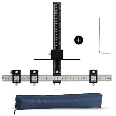 Imagem de ASCENDAS Gabarito de hardware de armário para alças e puxadores, guia de broca de alumínio, gaveta, puxador de madeira, conjunto de ferramentas de cavilha, puxador de gaveta, modelos de perfuração, ferramenta de gabarito (preto)