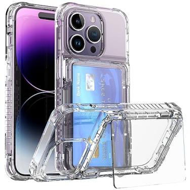 Imagem de SORAKA Capa transparente para iPhone 14 Pro com porta-cartões,capa protetora 2 em 1 em acrílico transparente e TPU macio