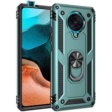 Imagem de SORAKA Capa para Xiaomi Poco F2 Pro 5G com suporte de anel de metal, capa à prova de choque, borda de silicone macio, capa traseira rígida de policarbonato com placa de metal para suporte magnético de
