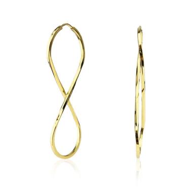 Imagem de Brinco Argola Infinito Torcido 4Cm Em Ouro 18K