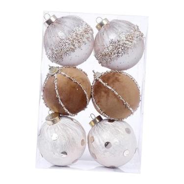Imagem de KiBcsLic 6x Bolas de Natal Decorações para Árvores de Natal Bolas Decorativas para Árvores de 3,15 polegadas para Eventos Especiais de Férias Festas Noivados, Champanhe
