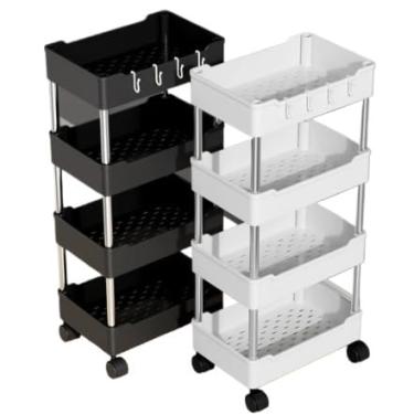 Imagem de Prateleira Carrinho Auxiliar Organizador de Objetos Multiuso 4 Andares com Rodinhas(Aleatorio,M)