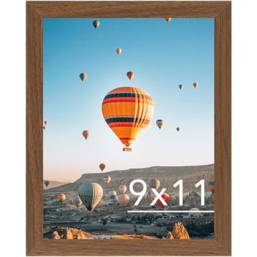 Imagem de JCJMY Moldura marrom de 22 x 28 cm, para pendurar na parede ou na mesa, horizontal ou verticalmente, porta-retrato de galeria de 23 x 28 cm com acrílico resistente a estilhaçamento, marrom