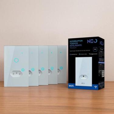 Imagem de Kit 5 Interruptor Smart Wi-fi 2.4 GHz Alexa google 1 Botão e Tomada 4x