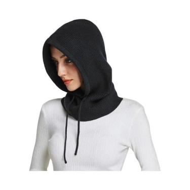 Imagem de Gorro De Inverno Feminino Quente De Cashmere Tricotado Com Capuz E Cob