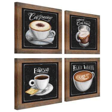 Imagem de Quadro Decorativo Café Expresso Padaria Cozinha 12x12cm 4 un - Arte na