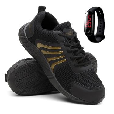 Imagem de Kit Tênis Para Treino Corrida Caminhada Academia Masculino Super Leve Relógio-Masculino