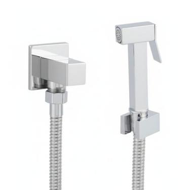 Imagem de Ducha Higiênica Chuveirinho Banheiro Quadrada Metal Inox Engate 1,20 S