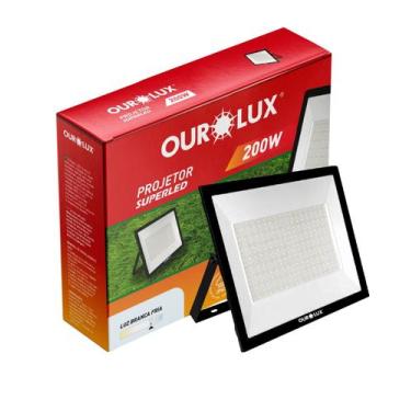 Imagem de Refletor De Led Preto 200w 6500k Ourolux Bivolt