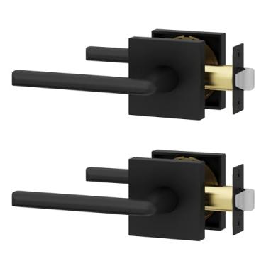 Imagem de Okun Mirra 2 maçanetas para porta de passagem para banheiro e quarto interior reversível em preto fosco