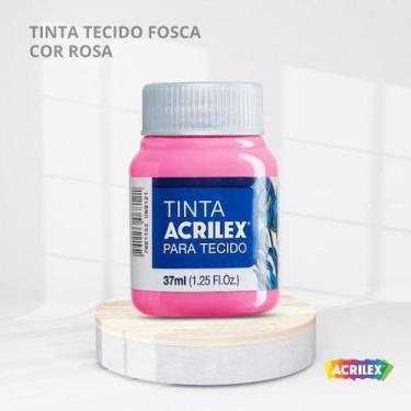 Imagem de Tinta para tecido fosca com 37ml cor rosa - ACRILEX