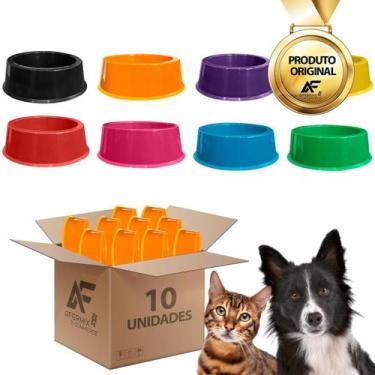 Imagem de 10un Comedouro Bebedouro Simples Cães Gatos 800ml Colorido - AferMix, 