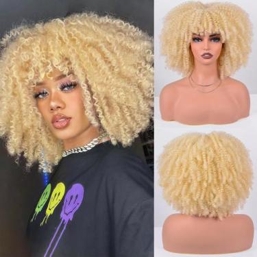 Imagem de Peruca de cabelo sintética Vitorish Short Curly Afro 30cm Gold