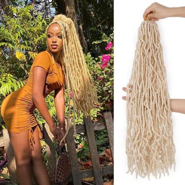 Imagem de Extensões de cabelo Aayubb Blonde Faux Locs Crochet 26 em 7 pacotes