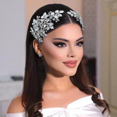 Imagem de Bandana de noiva Mpoikba Wedding feita à mão com strass 49g