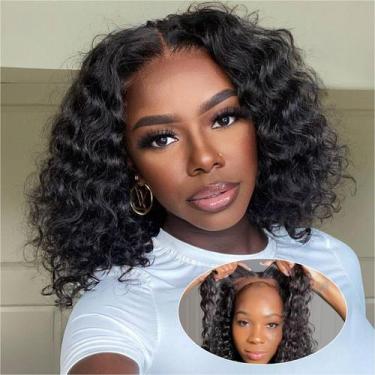 Imagem de Peruca omswet Curly BOB 25cm Human Hair 200 Density para mulheres