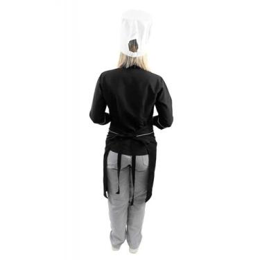 Imagem de Kit Dolmã manga 3/4 + Chapéu + Avental chef de cozinha feminino - Demo