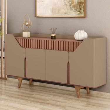 Imagem de Aparador Danúbio com 4 Portas, 2 Gavetas e Pés de Madeira