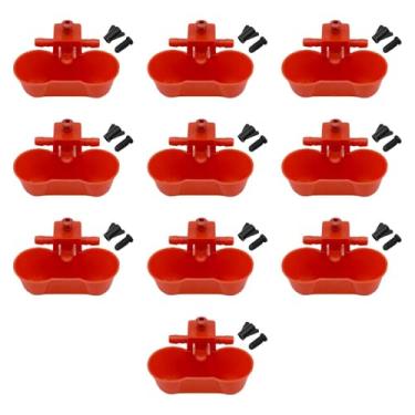 Imagem de Ｂｅｓｇａ 10x Bebedouros para galinhas, alimentadores, ferramentas, tigelas de água suspensas, compactas para pássaros de quintal, codornas, galinhas, pintinhos, Vermelho