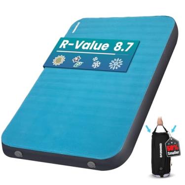 Imagem de FUNDANGO Almofada de dormir autoinflável de 10 cm com espuma, valor de 8,7 R, colchão duplo GG, tapete de ar portátil para acampamento ao ar livre para barraca, carro ou casa,