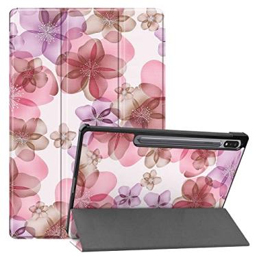 Imagem de Gylint Capa inteligente com hibernar/despertar automático para Galaxy Tab S7 FE SM-T730, SM-T736B / S7 Plus 12,4 SM-T970, SM-T976B Flor