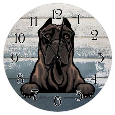 Imagem de TLTDSMY Relógios de parede Rottweiler relógio de parede decorativo de madeira para amantes de cães presente para mãe espiando cachorro relógio de parede de madeira sem tique-taque relógio presente