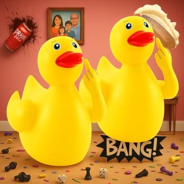 Imagem de Hungdao Pacote com 2, pato inflável gigante, pato de borracha, grande, inflável, pato inflável, piscina, verão, praia, piscina, decoração de festa (estilo engraçado)