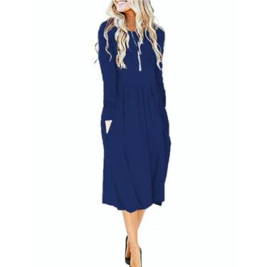 Imagem de Vestido feminino MISFAY de manga comprida Midi Casual Empire Waist