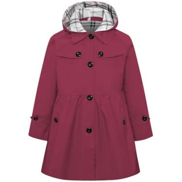 Imagem de Casaco impermeável Betusline para menina corta-vento vermelho vinho 7-