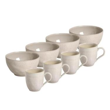 Imagem de Kit 4 Canecas 273ml 4 Bowl Cerâmica 558ml Latte Porto Brasil