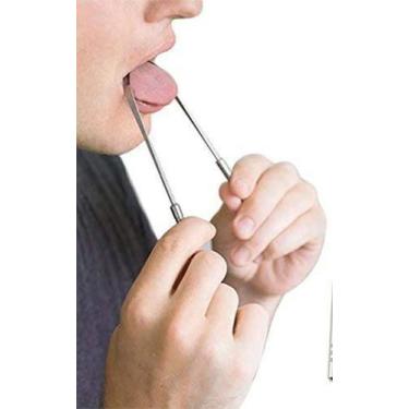 Imagem de Limpador Raspador De Língua Aço Inox Higiene Bucal Supermedy