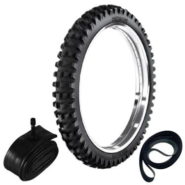 Imagem de Kit Pneu Kx 450 Crf Cross Trilha 90/90-21 54r He42 Rinaldi + Camara + Cinta