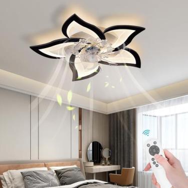 Imagem de Ventilador de teto Bevenus Flower Light 27.2" Black 110V, 110V