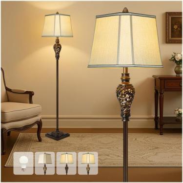 Imagem de Luminária de chão LuxSight Vintage 165 cm marrom com luz noturna - Lux