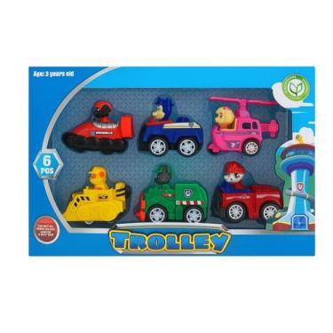 Imagem de Kit 6 carrinhos Patrulha Canina Carrinho de Fricção Infantil Sortido -
