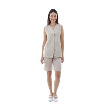 Imagem de Kit com 2 Conjuntos de Jaleco Fechado e Bermuda em Tecido Oxford para 