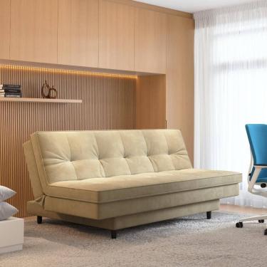 Imagem de Sofá-cama Roz Plush Fixo com Pé Trapézio 4 Lugares Suede 180cm