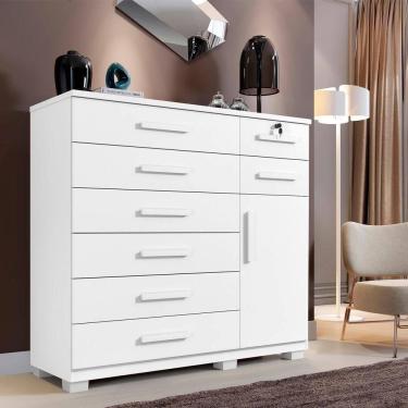 Imagem de Cômoda Bela Plus 8 Gavetas E 1 Porta Branca