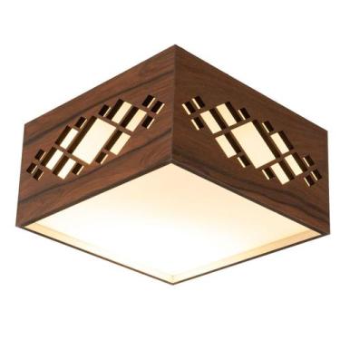 Imagem de Luminária Decorativa Madeira Plafon Pipa Lite 20cm - CREATUS, Pau Ferr