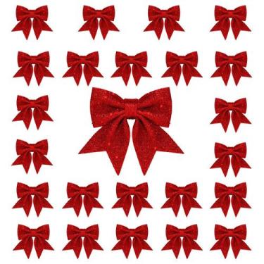Imagem de Laços decorativos de Natal, vermelho baleia, 14 cm, 24 unidades - Whal